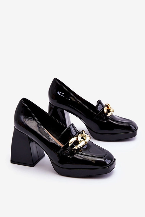 Czółenka Na Masywnym Obcasie Czarne Nataly