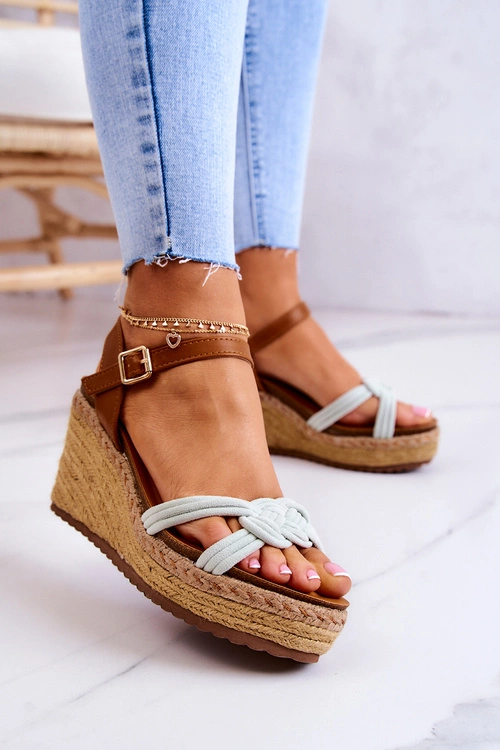 Modne Sandały Na Koturnie Jasnozielone Roseville