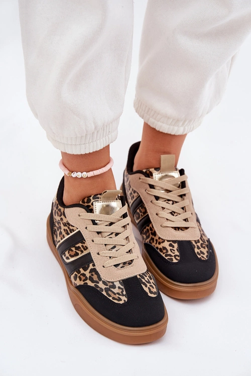 Sneakersy Damskie Z Eko Skóry Panterka Czarne Satylies