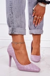 Eleganckie Pikowane Szpilki Fioletowe Rosanna
