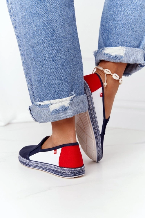 Damskie Espadryle Big Star HH276008 Granatowo-Białe