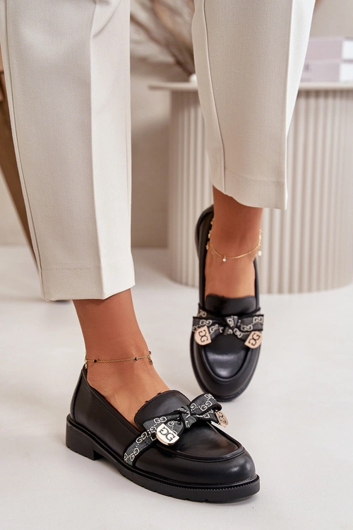 Damskie Mokasyny Z Kokardą S.Barski HY42-331 Czarne