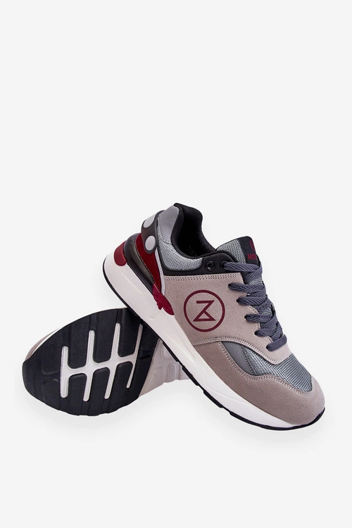 Męskie Sznurowane Buty Sportowe Szaro-Czarne Stephen