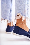 Damskie Tenisówki Materiałowe Slip-On Granatowe Lilis
