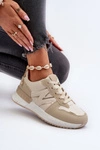Sneakersy Damskie Z Eko Skóry Beżowe Kaimans