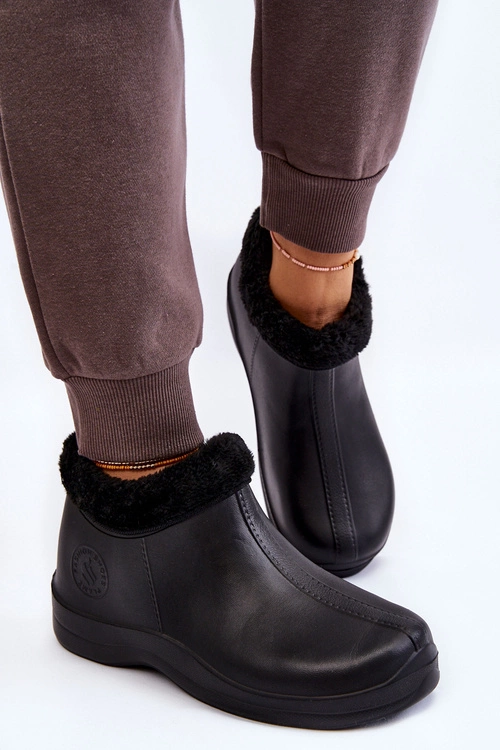 Damskie Wsuwane Kalosze Ocieplane Czarne Izera