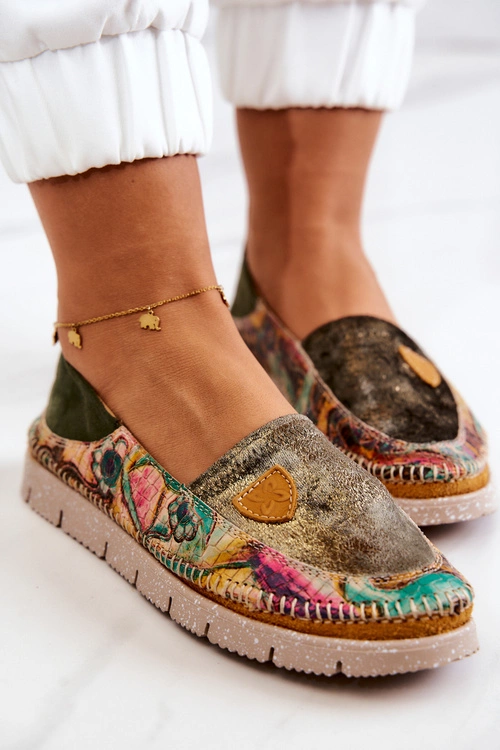 Damskie Skórzane Mokasyny Maciejka 05434-09 Zielone