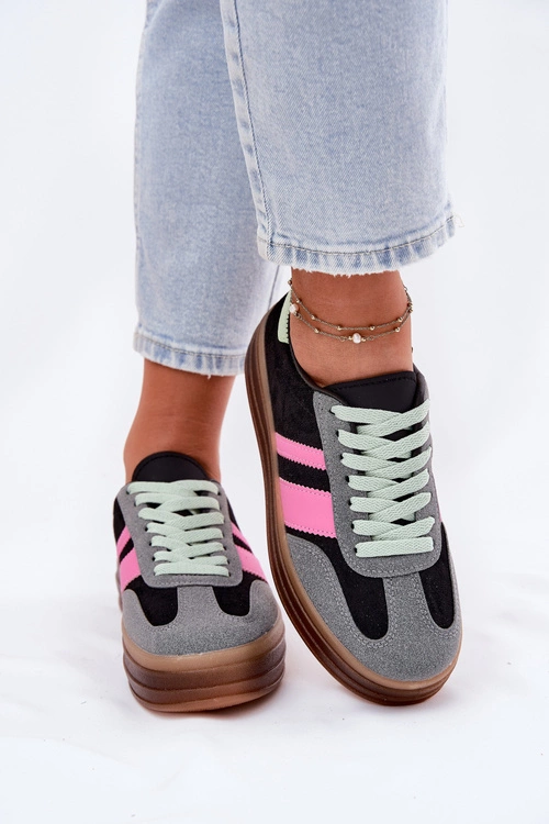 Niskie Sneakersy Na Platformie Czarne Ovivene