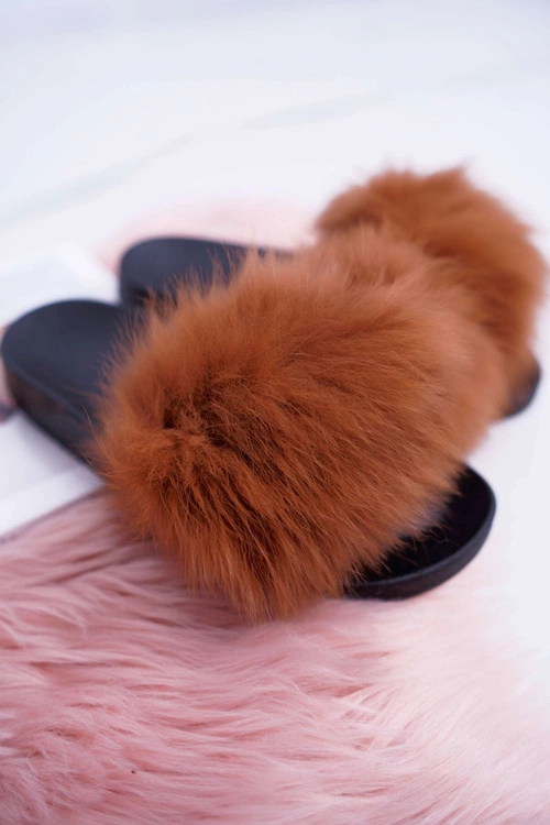 Klapki Damskie Z Futerkiem Camel Mellow