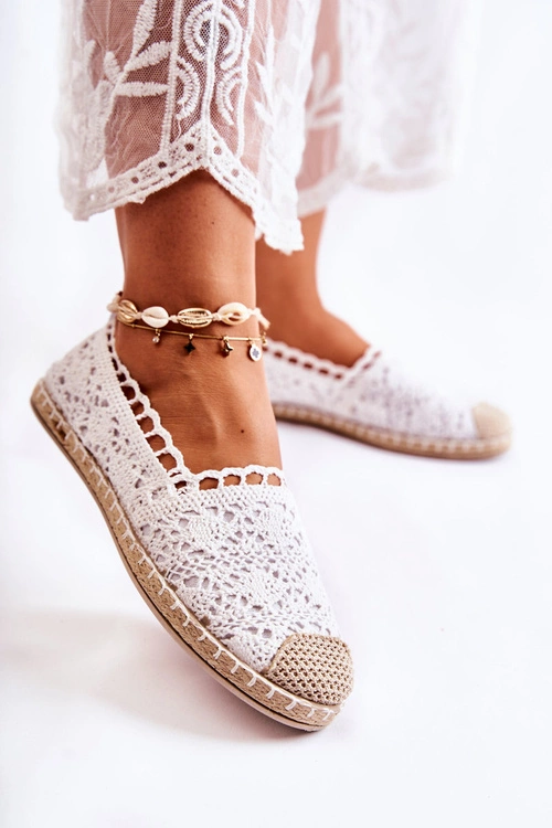 Damskie Ażurowe Espadryle Wsuwane Białe Letisa