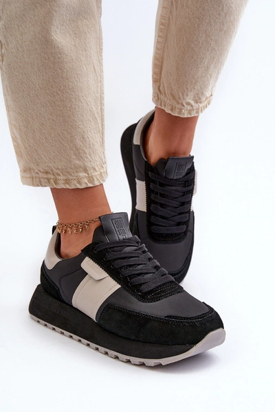 Sneakersy Damskie Na Platformie Big Star NN274502 Memory Foam System Czarne