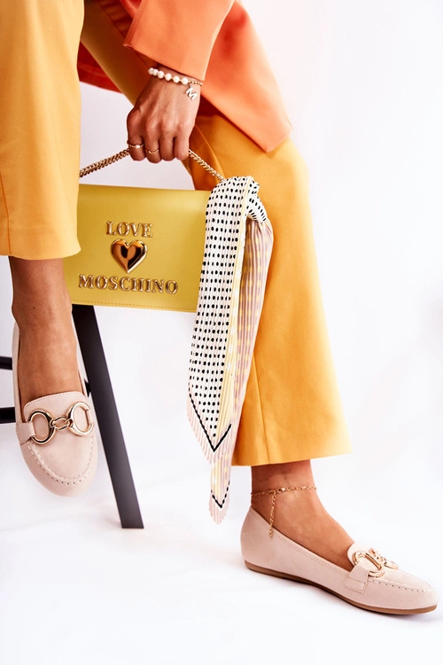 Damskie Zamszowe Mokasyny Z Ozdobą Beżowe Reality