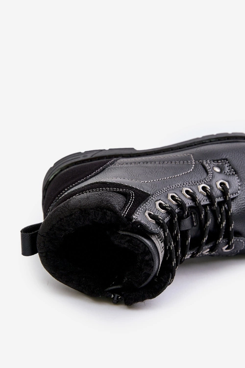 Ocieplane Trapery Męskie Z Eko Skóry Czarne Venredia