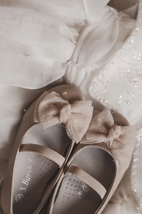 Dziecięce Lakierowane Balerinki Z Kokardą Beżowe Zolly