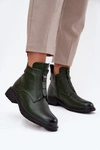 Ocieplane Botki Damskie Na Zamek Z Ozdobnym Detalem Ciemnozielone Roselle