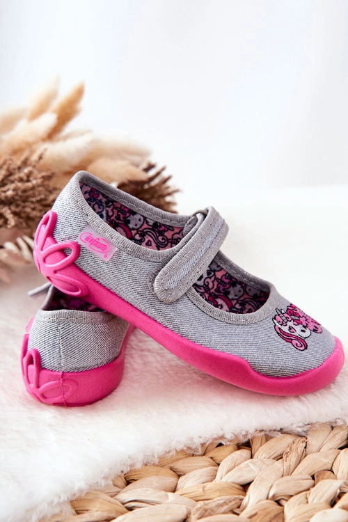 Papcie Baleriny Befado Jednorożce 114X464 Szaro-Różowe