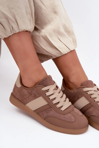 Sneakersy Damskie Brązowe Madela