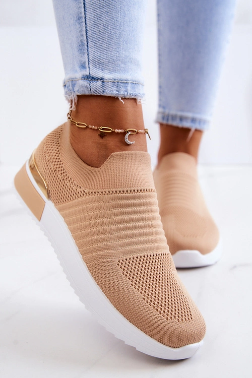 Sportowe Buty Materiałowe Beżowe Lorento