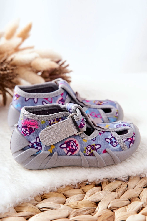 Buty Papcie Befado Na Rzep 190P093 Szaro-Niebieskie