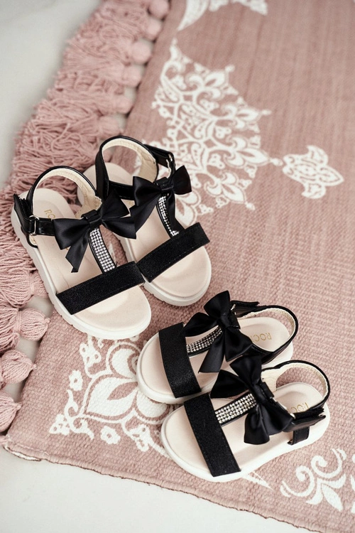 Dziecięce Sandałki Na Rzepy Dla Dziewczynki Czarne Bella