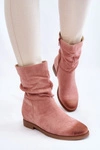 Damskie Zamszowe Wysokie Botki Różowe Venis