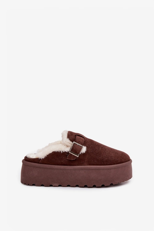 Śniegowce Damskie Z Futerkiem I Klamrą Na Platformie Czekoladowe Jessina