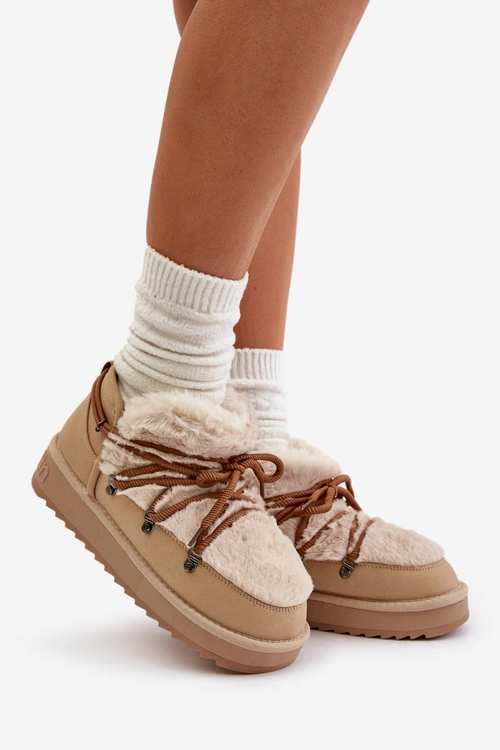Niskie Śniegowce Na Platformie Z Futerkiem D.Franklin DFSH370011 Beżowe