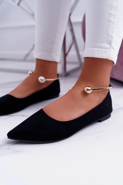 Czarne Balerinki Z Bransoletką W Szpic Mami