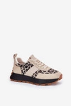 Zamszowe Sneakersy Damskie Na Platformie Panterka Vinceza 66793 Beżowe