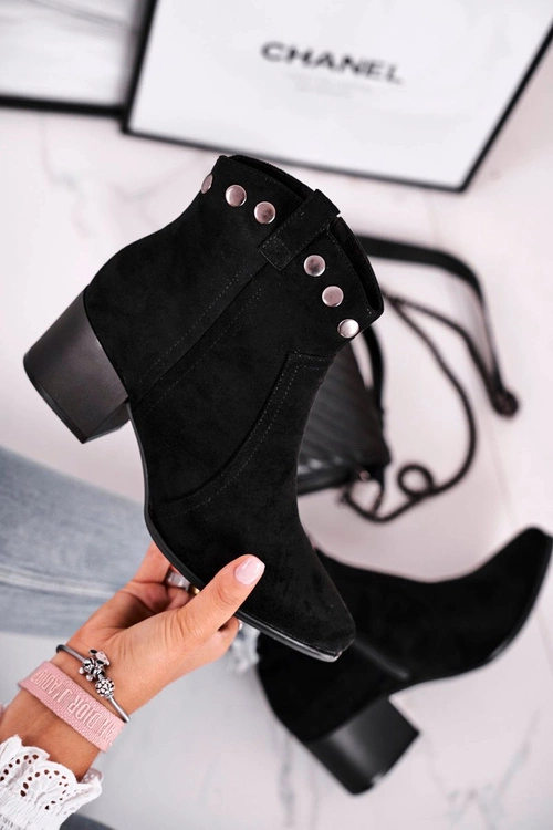 Botki Damskie Na Obcasie Sergio Leone Czarne BT617