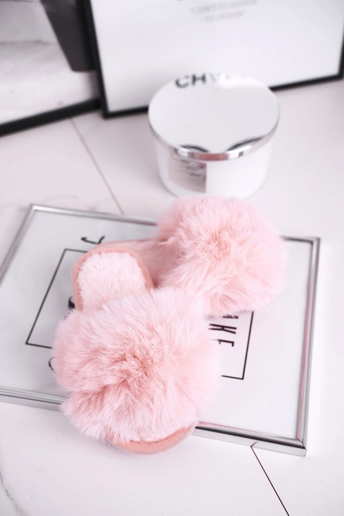 Dziecięce Papcie Klapki z Futerkiem Jasny Róż Snow Ball