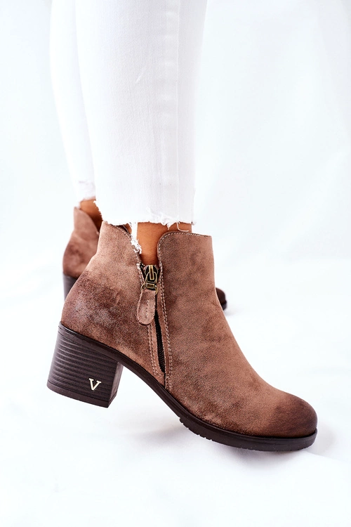 Botki Damskie Zamszowe Beżowe Bellarena