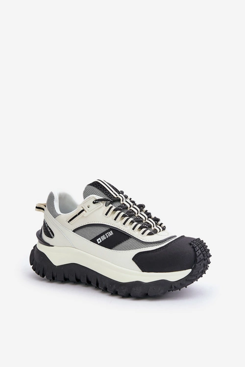 Skórzane Sneakersy Damskie Na Platformie Big Star OO274A220 HI-POLY SYSTEM Biało-Czarne