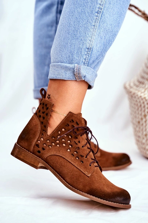 Botki Damskie Skórzane Camel Low Meridan