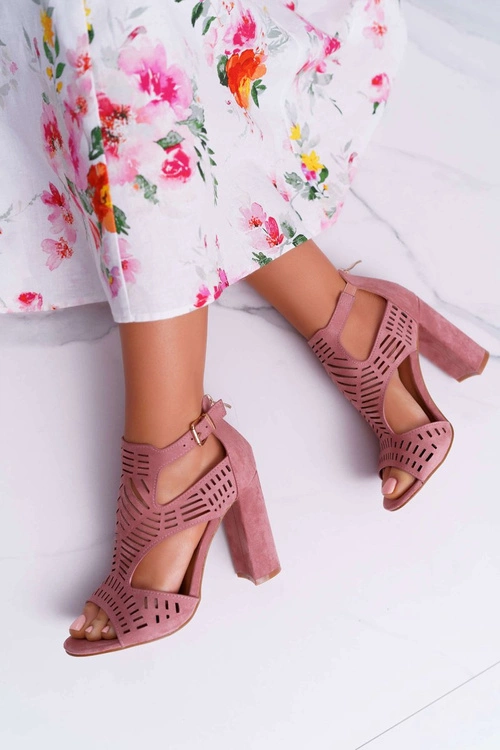 Damskie Sandały Na Słupku Peep Toe Różowe Carmelita