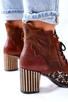Botki Damskie Skórzane Trzewiki Maciejka Brązowe 03190-02