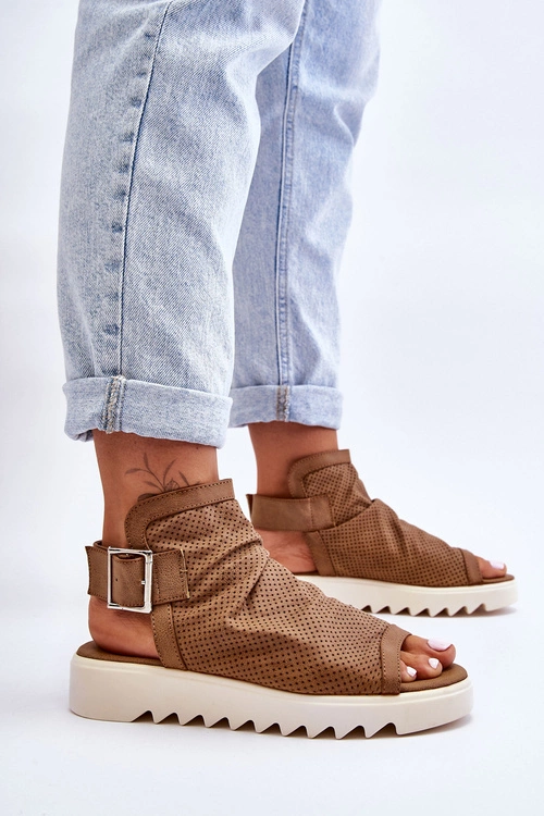 Damskie Sandały Z Cholewką Za Kostkę Camel Adonis