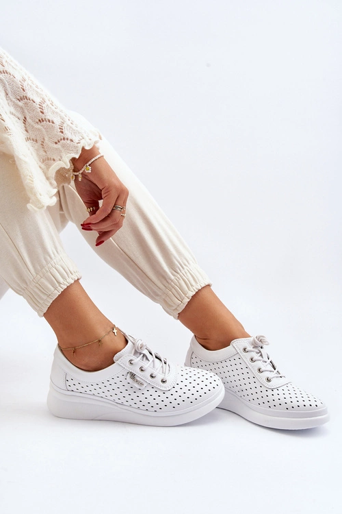 Damskie Skórzane Trampki Sportowe Buty Białe Brumia