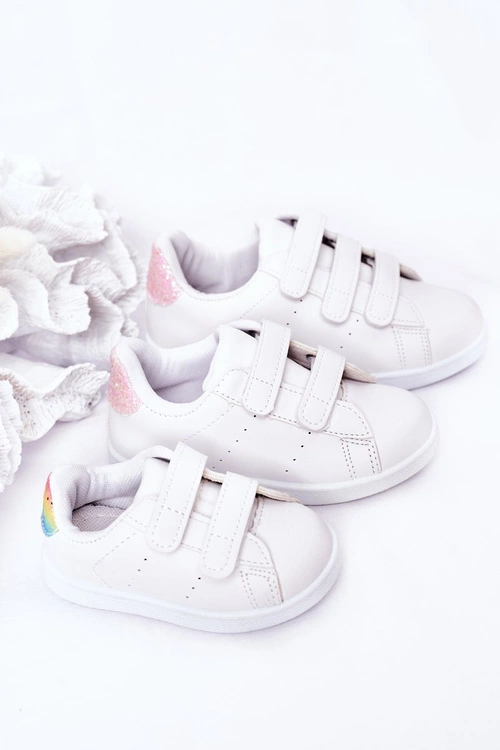 Dziecięce Tenisówki Na Rzepy Biało-Różowe Cute Girl