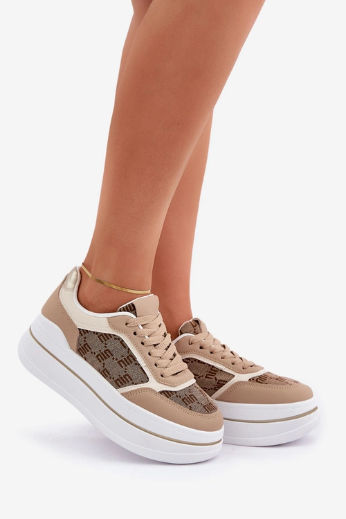 Sneakersy Damskie Ze Wzorem Beżowe Fenarra