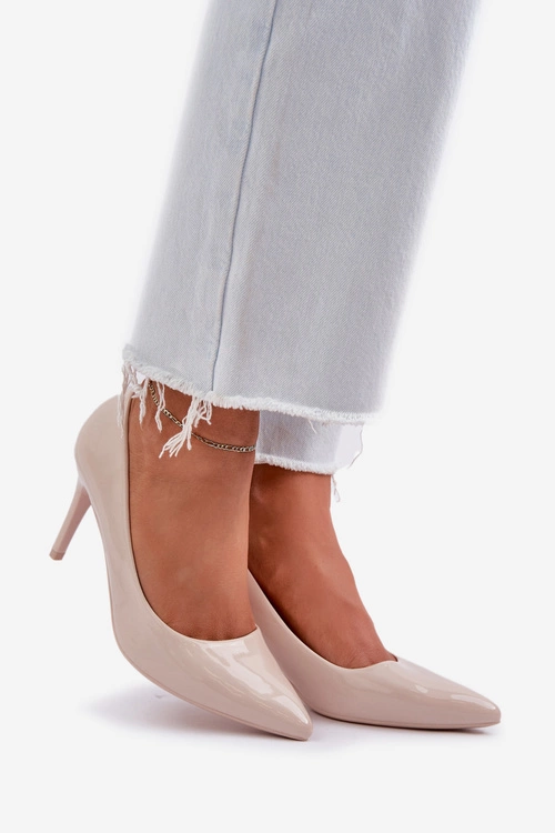 Szpilki Lakierowane Ze Szpiczastymi Noskami Beżowe Laniffia