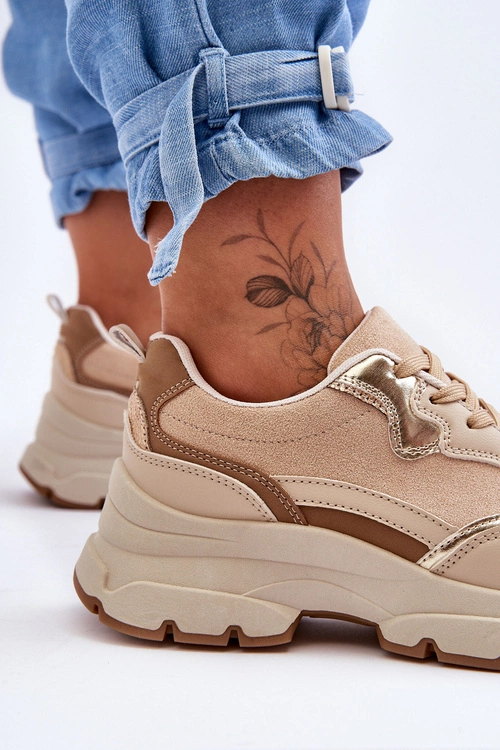 Buty Sportowe Na Płaskim Obcasie I Platformie Beżowe Icons