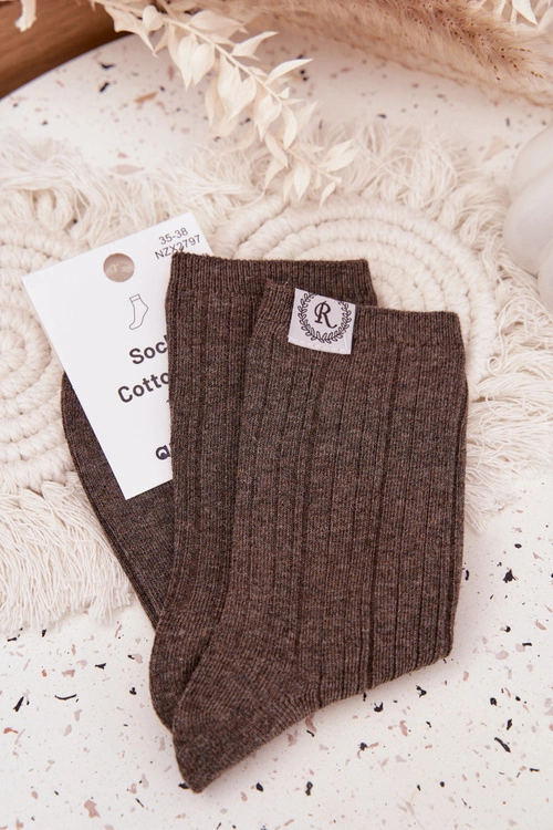 Bawełniane Skarpetki W Prążki Damskie Ciemnoszare