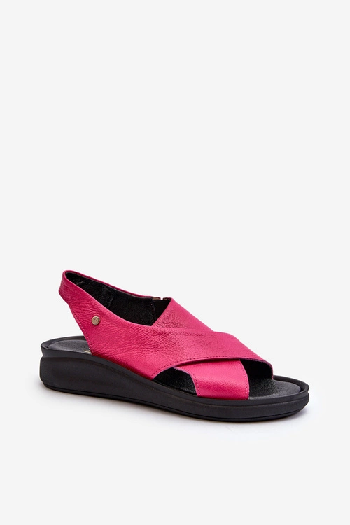 Zazoo 40392 Skórzane Sandały Damskie Fuksja