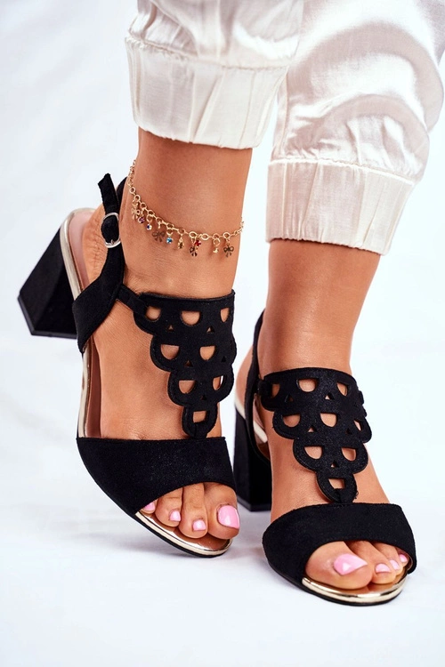 Sandały Damskie Zamszowe Czarne Vision