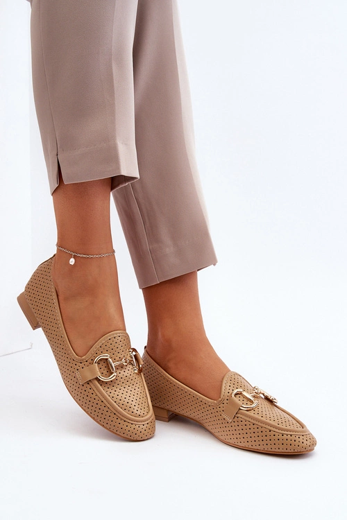 Mokasyny Damskie Na Płaskim Obcasie Z Ozdobą Camel Iluvana