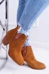 Botki Damskie Na Słupku Wsuwane z Wycięciami Camel ManiMani