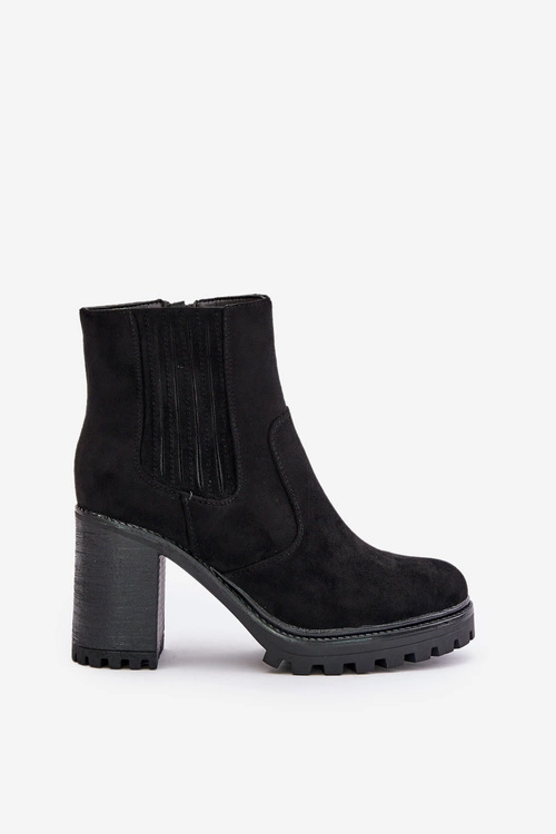 Botki Na Słupku Z Eko Zamszu Czarne Mesiella