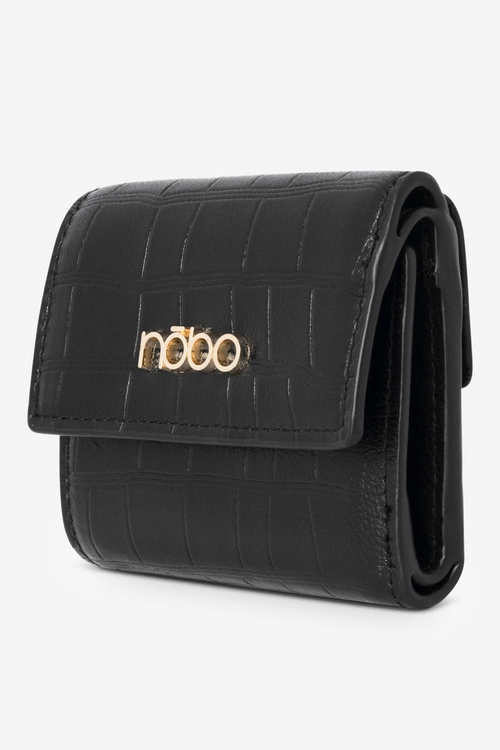 Damski Mały Portfel Ze Skóry Naturalnej Zwierzęcy Wzór Nobo NPUR-LR0111-C020 Czarny