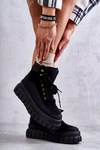 Wygodne Botki Na Platformie Czarne Sanchio